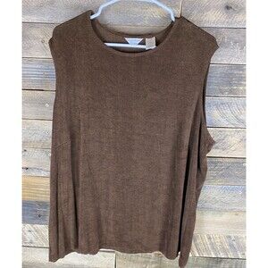 Laura Ashley Women's  Sz 2X Brown Stretchy Sleeveless Scoop Neck Top